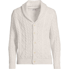 Men's Long Sleeve Cotton Blend Cable Shawl Cardigan