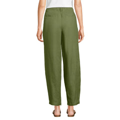 Women's Tall Linen High Rise Pleated Barrel Leg Ankle Pants