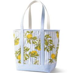 Large Print 5 Pocket Open Top Long Handle Canvas Tote Bag