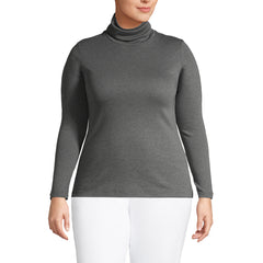 Women's Plus Size Supima Cotton Fitted Long Sleeve Turtleneck