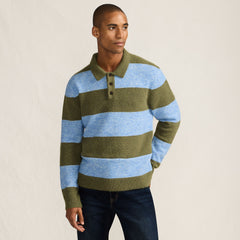 Men's Long Sleeve Fuzzy Sweater Polo