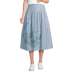 Women's Poplin Drop Waist Midi Skirt - Set Bottom