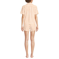 Women's Poplin 2 Piece Pajama Set - Short Sleeve Shirt and Shorts