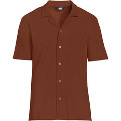 Men's Short Sleeve Cotton Linen Button Through Camp Collar Shirt