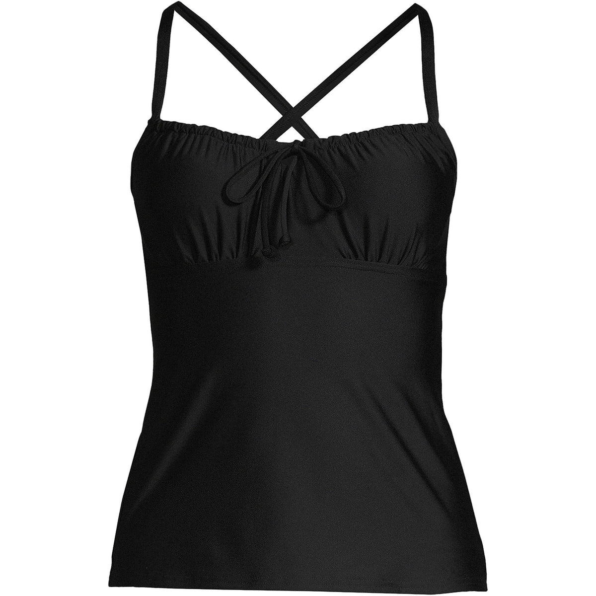 Women's D-Cup Chlorine Resistant Tie Front Underwire Tankini Swimsuit Top Adjustable Straps
