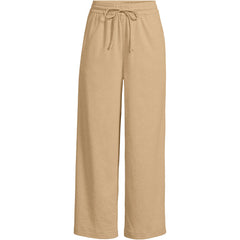 Women's Plus Size Sport Knit Elastic Waist Wide Leg Crop Pants