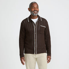 Men's Long Sleeve Button Through Summer Polo Cardigan