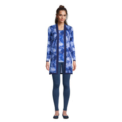 Women's Fine Gauge Cotton Long Open Cardigan Sweater - Print