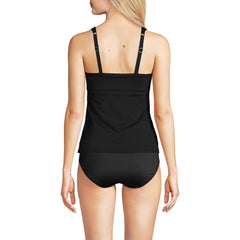 Women's D-Cup Chlorine Resistant Smoothing Control Mesh High Neck Tankini Swimsuit Top