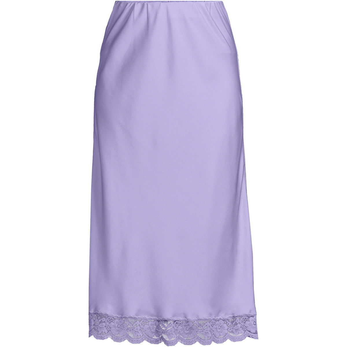Women's Plus Size Satin Lace Trim Midi Skirt