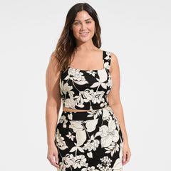Women's Plus Size Square Neck Midkini Top