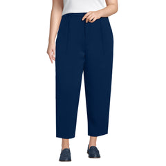 Women's Plus Size Crepe High Rise Pleated Barrel Leg Ankle Pants