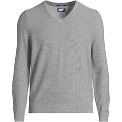 Men's Long Sleeve Washable Merino Wool V Neck Sweater