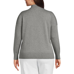 Women's Plus Size Cotton Modal Long Sleeve Polo Collar Sweater