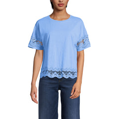 Women's Short Sleeve Slub Jersey Cutwork T-Shirt
