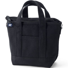Small Solid Color 3 Pocket Zip Top Canvas Tote Bag