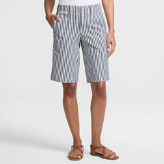 Women's Elastic Back Classic 12" Chino Oxford Stripe Shorts