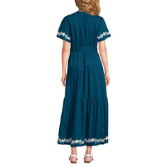 Women's Cotton Voile Button Front Maxi Dress