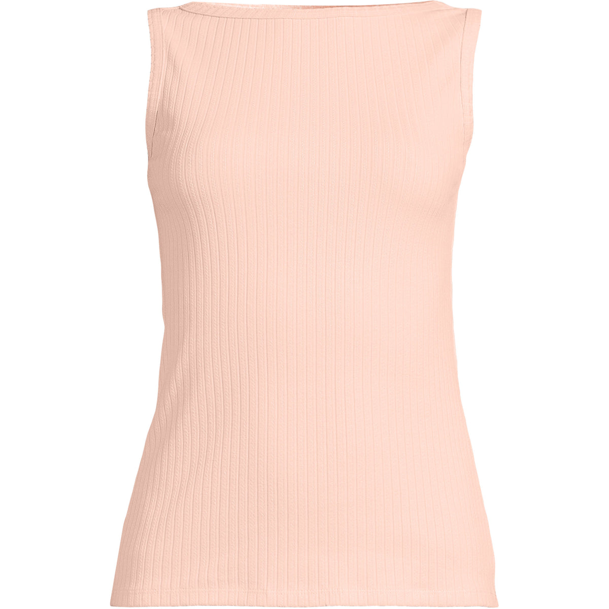 Women's Sleeveless Pointelle Rib Boat Neck Tank