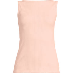 Women's Sleeveless Pointelle Rib Boat Neck Tank