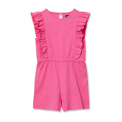 Girls Sleeveless Ruffle Knit Romper
