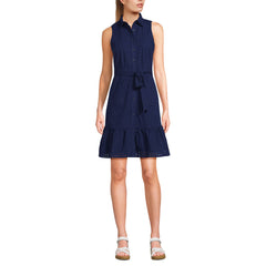 Women's Petite Sleeveless Eyelet Shirt Dress