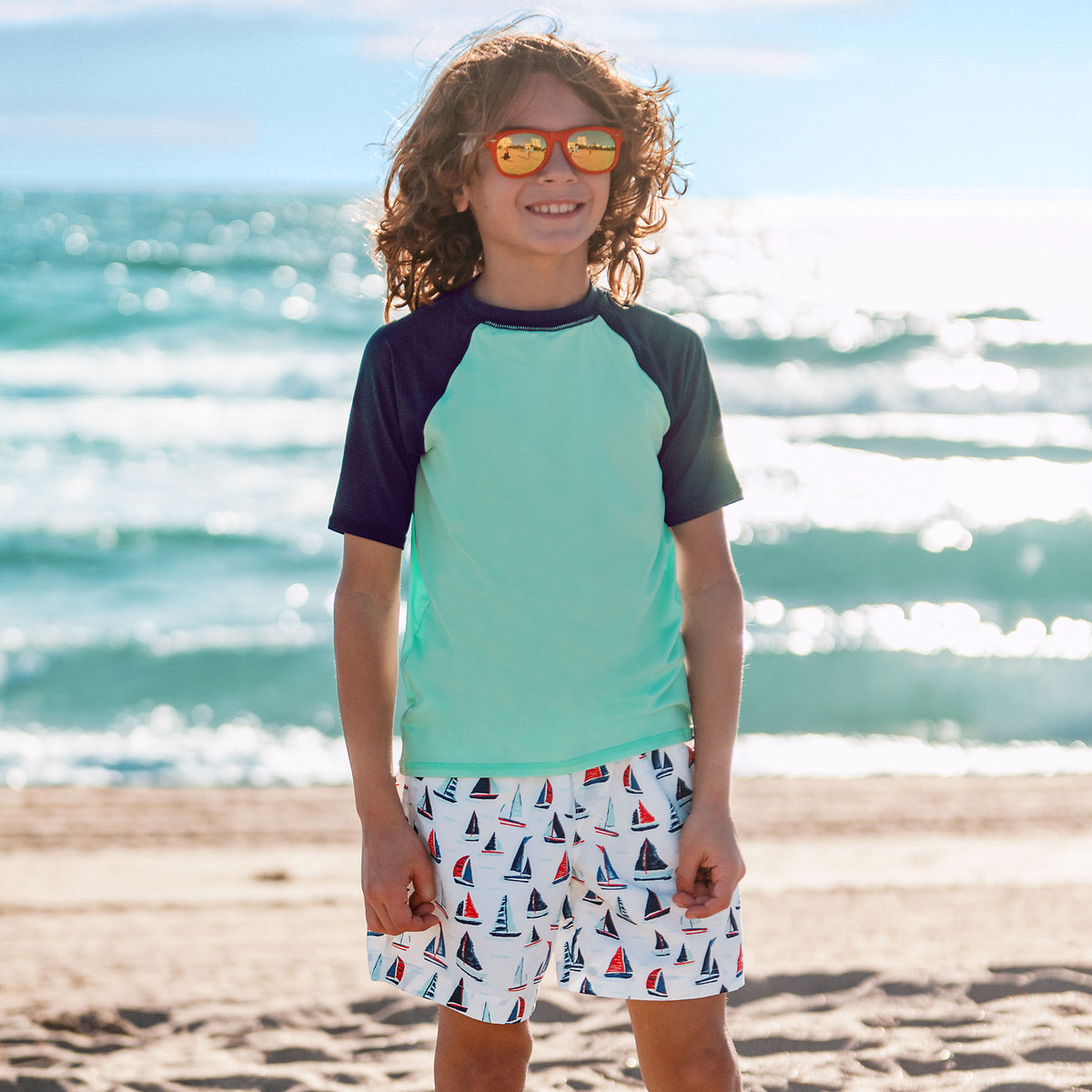 Boys Husky Chlorine Resistant 5" Swim Trunks with Mesh Liner