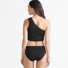 Women's D-Cup Ruched One Shoulder Midkini Top