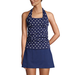 Women's Petite Chlorine Resistant Square Neck Halter Tankini Swimsuit Top