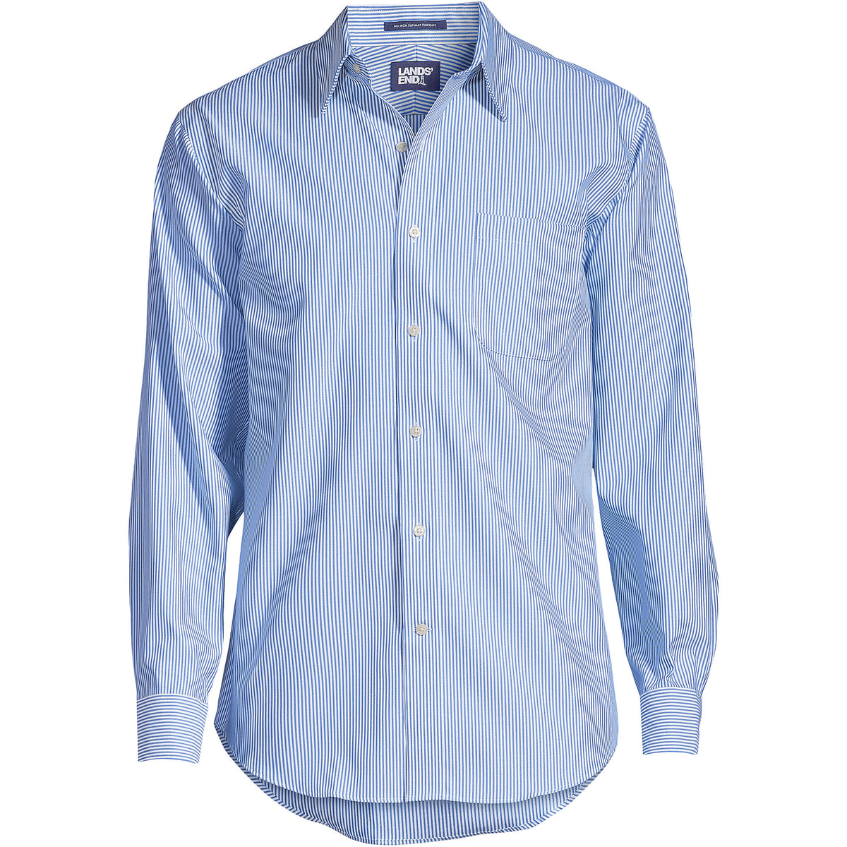 Men's Pattern No Iron Supima Pinpoint Straight Collar Dress Shirt