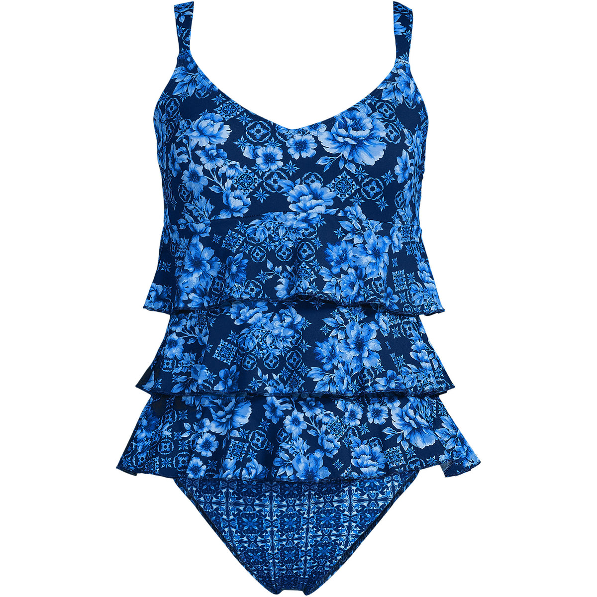 Women's Long Torso Ruffle Fauxkini One Piece Swimsuit