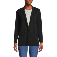 Women's Fine Gauge Cotton Button Front Blazer Sweater