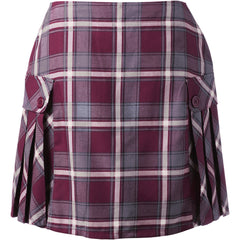 Women's Side Pleat Plaid Skort Above the Knee