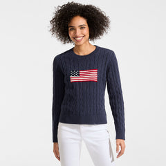 Women's American Flag Drifter Cable Sweater