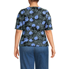 Women's Plus Size Elbow Sleeve Silky Knit Ruched Top