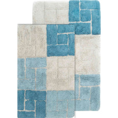 Chesapeake Berkeley Brick Pattern Cotton Anti Skid 2 Piece Bath Rug Set