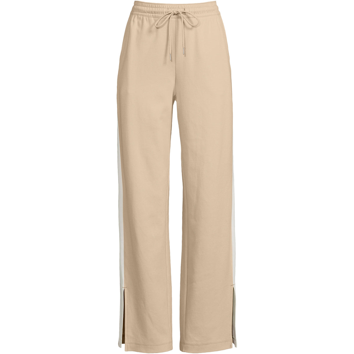 Women's Plus Size Sport Knit High Rise Relaxed Straight Leg Side Stripe Pants