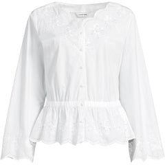 Women's Embroidered Poplin Long Sleeve Blouse