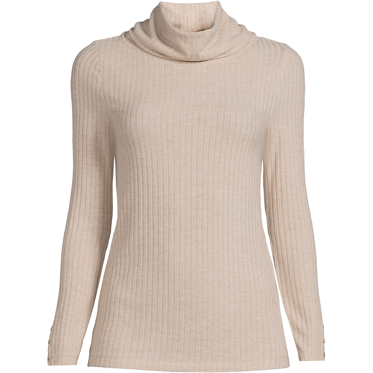 Women's Plus Size Long Sleeve Wide Rib Turtleneck