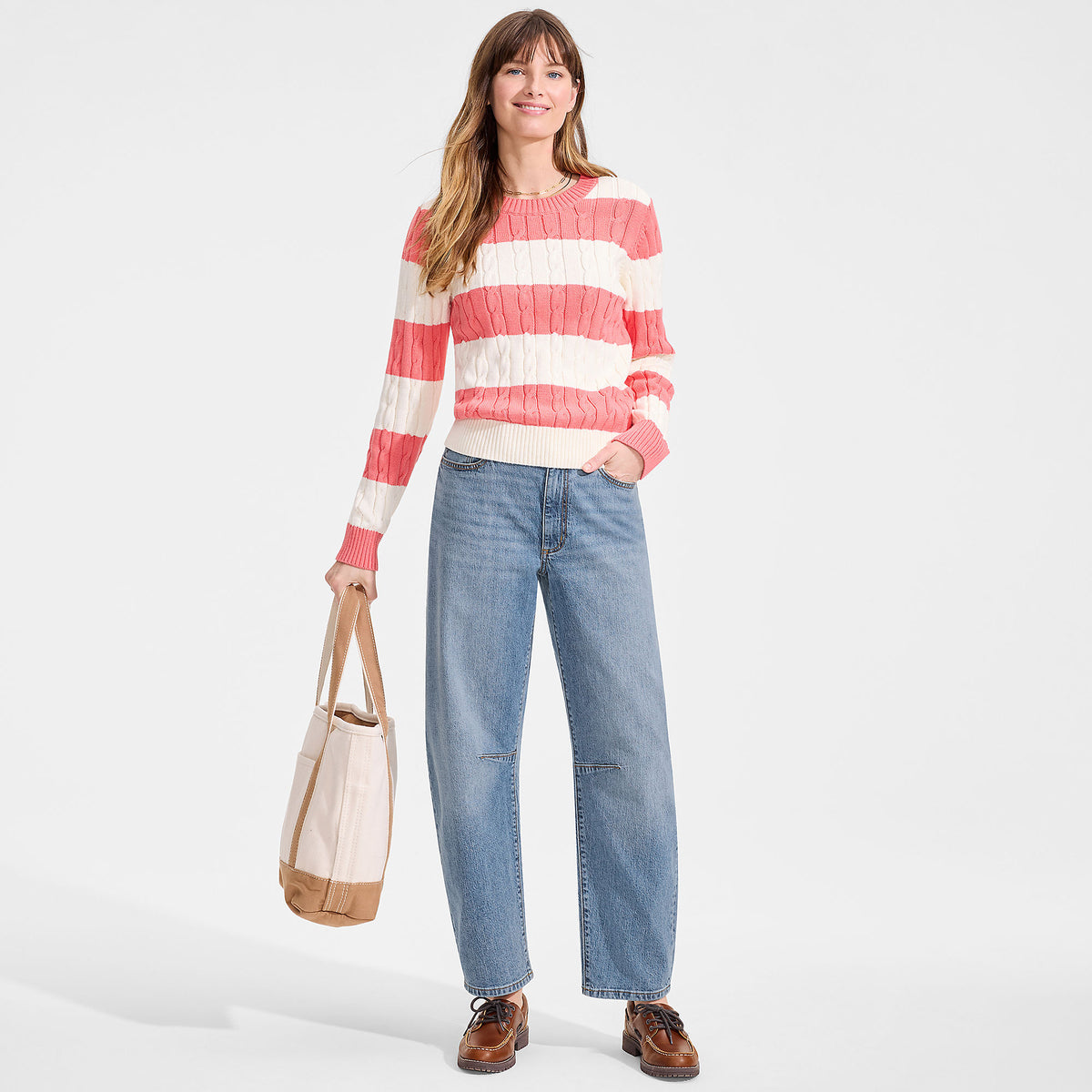 Women's Soft Denim Mid Rise Relaxed Barrel Leg Ankle Jeans