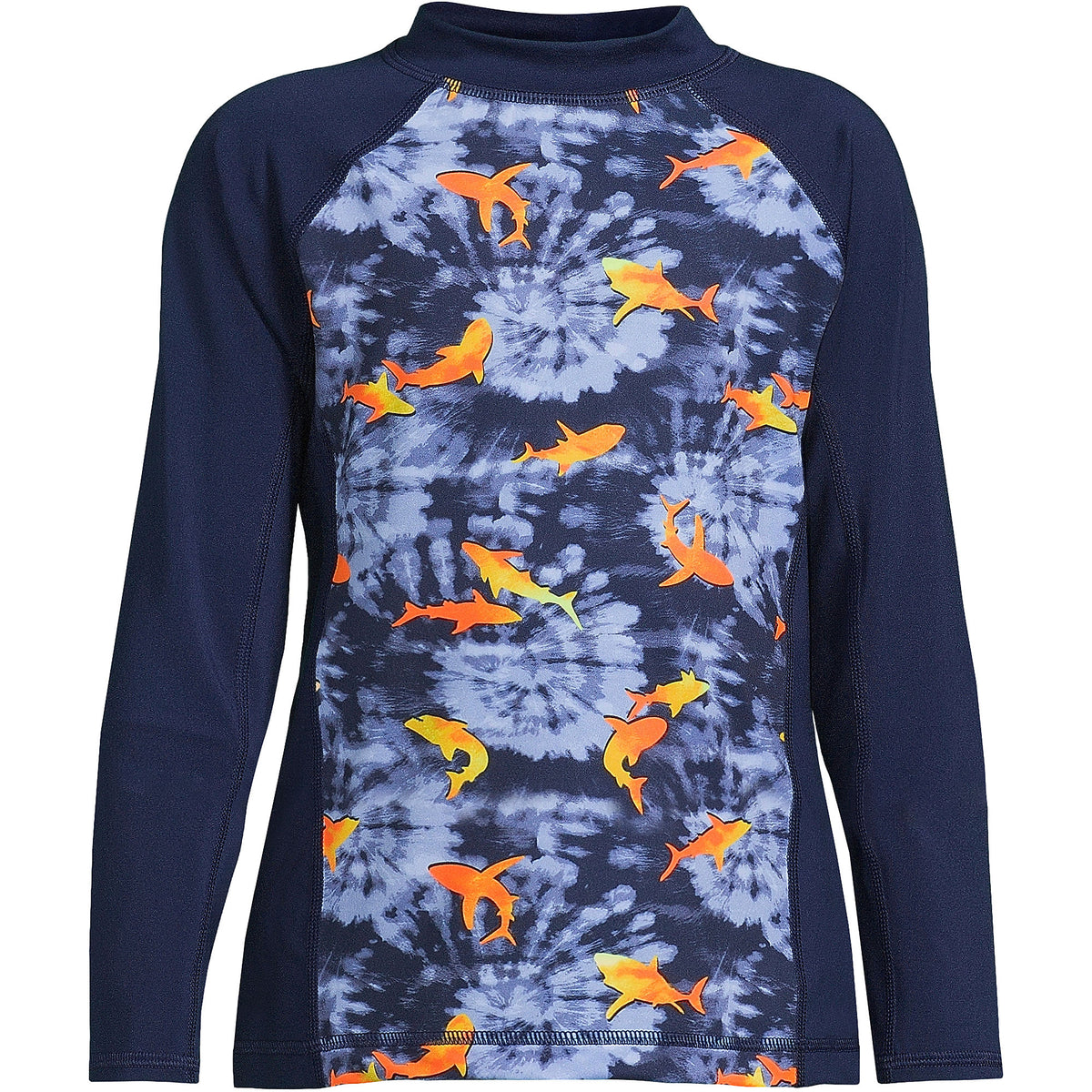 Boys Husky Mock Neck Long Sleeve UPF 50 Swim Rash Guard