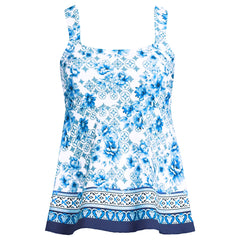 Women's D-Cup Adjustable Scoop Neck Flutter Tankini Top