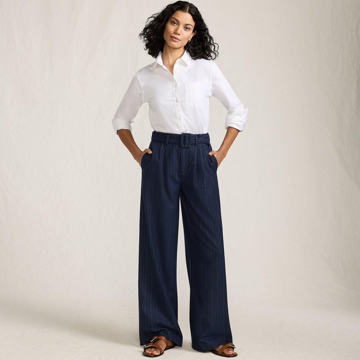 Women's Brushed Flannel Mid Rise Wide Leg Trousers