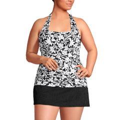 Women's Plus Size Chlorine Resistant Square Neck Halter Tankini Swimsuit Top
