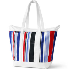 Extra Large Print 5 Pocket Zip Top Long Handle Canvas Tote Bag