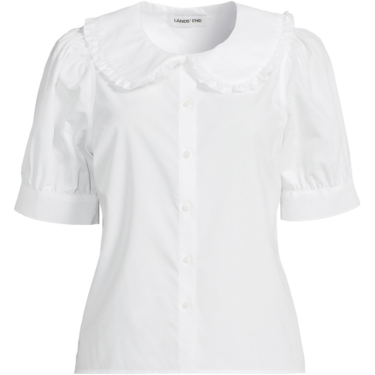 Women's Carefree Cotton Puff Sleeve Statement Collar Shirt