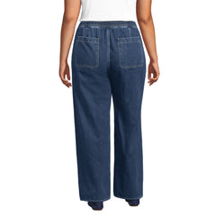 Women's Plus Size Lightweight Denim High Rise Relaxed Straight Pull On Pocket Jeans