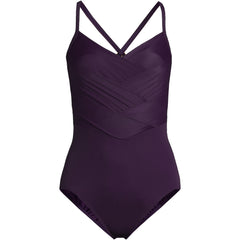 Women's Long Torso New SlenderSuit Pleated Low Leg One Piece Swimsuit