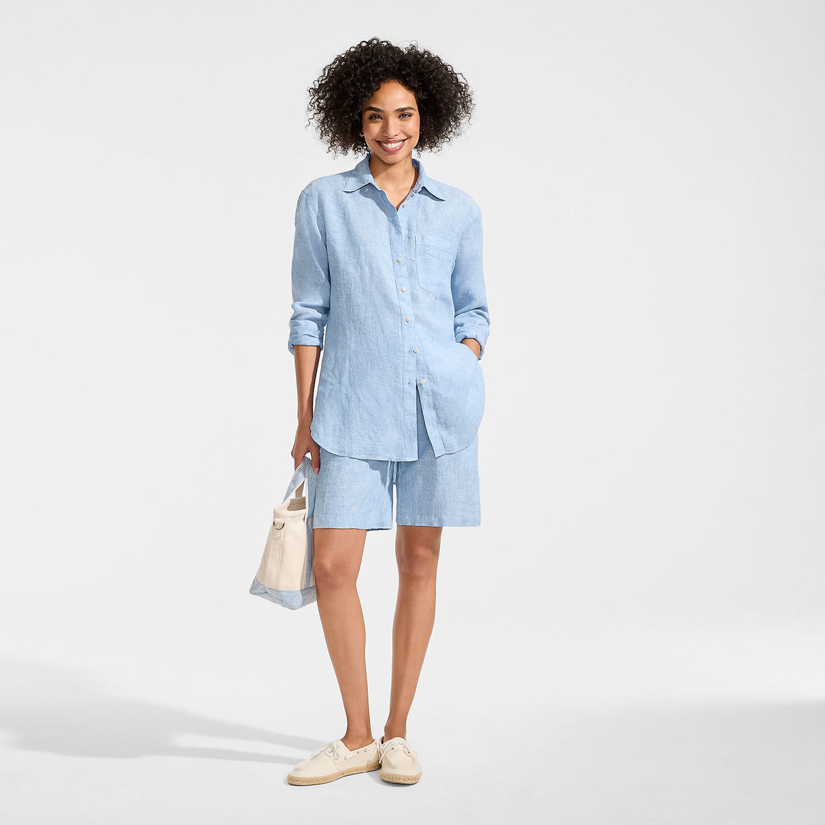 Women's Linen Oversized Button Front Shirt