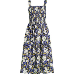 Women's Petite Poplin Smocked Bodice Midi Dress